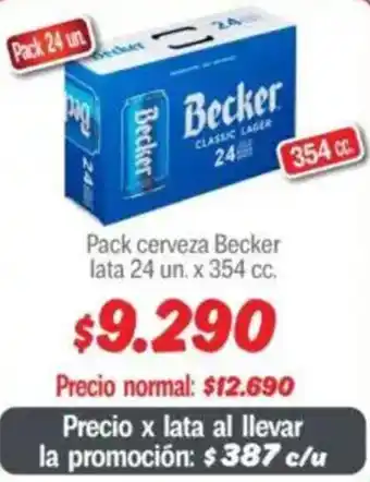 Mayorista 10 Becker pack cerveza lata oferta