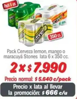 Mayorista 10 Stones pack cerveza lemon, mango o maracuyá lata oferta