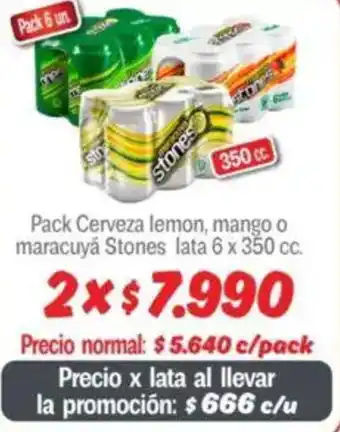 Mayorista 10 Stones pack cerveza lemon, mango o maracuyá lata oferta