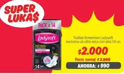 Mayorista 10 Ladysoft toallas femeninas nocturna ud ultra seca con alas oferta