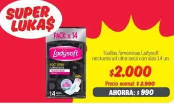 Mayorista 10 Ladysoft toallas femeninas nocturna ud ultra seca con alas oferta