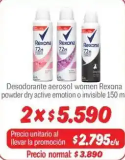 Mayorista 10 Rexona desodorante aerosol women powder dry active emotion o invisible oferta