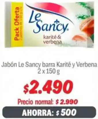 Mayorista 10 Le sancy jabón barra karité y verbena oferta