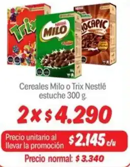 Mayorista 10 Milo o Trix nestlé cereales estuche oferta