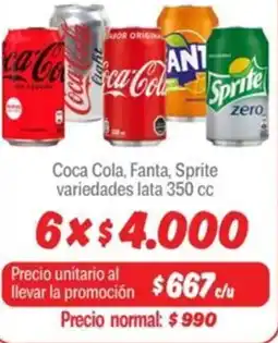 Mayorista 10 Coca cola, fanta, sprite variedades lata oferta