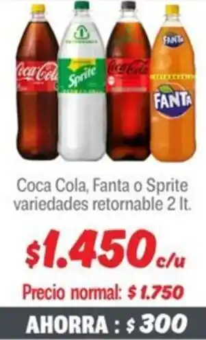 Mayorista 10 Coca cola, fanta o sprite variedades retornable oferta