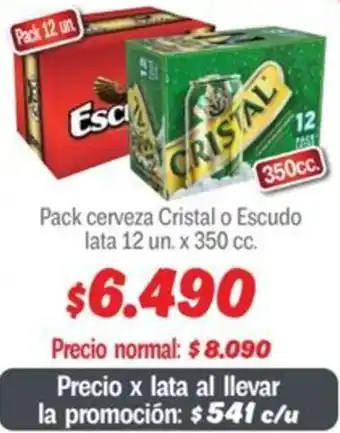 Mayorista 10 Cristal o escudo pack cerveza oferta