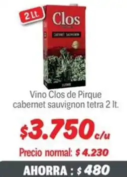 Mayorista 10 Clos de pirque vino cabernet sauvignon tetra oferta