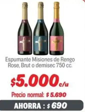 Mayorista 10 Misiones de rengo espumante rose, brut o demisec oferta