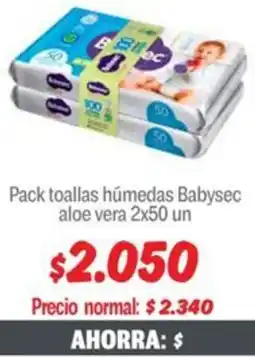 Mayorista 10 Babysec pack toallas húmedas aloe vera oferta