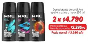 Mayorista 10 Axe desodorante aerosol apollo, marine o musk oferta