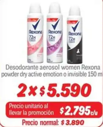 Mayorista 10 Rexona desodorante aerosol women powder dry active emotion o invisible oferta