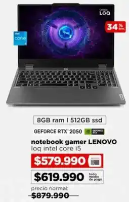 Ripley Lenovo notebook gamer oferta