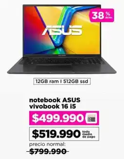 Ripley Asus notebook vivobook 16 i5 oferta