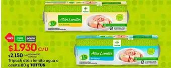 Tottus Tripack atún lomito agua o aceite 80 g tottus oferta