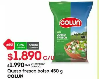 Tottus Queso fresco bolsa 450 g colun oferta