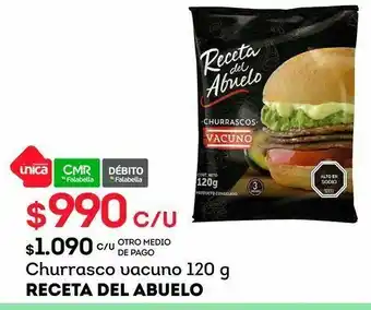 Tottus Churrasco vacuno 120 g receta del abuelo oferta
