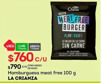 Tottus Hamburguesa meat free 100 g la crianza oferta