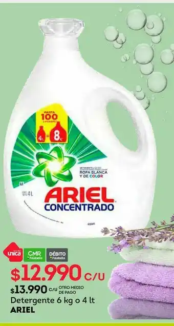 Tottus Detergente 6 kg o 4 lt ariel oferta