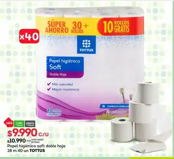 Tottus Papel higiénico soft doble hoja 28 m 40 un tottus oferta