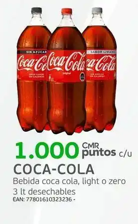 Tottus Coca-cola bebida coca cola, light o zero 3 lt desechables oferta