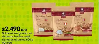 Tottus Sal de maras gruesa, sal de maras hierbas o sal de maras ají panca 600 g tottus oferta