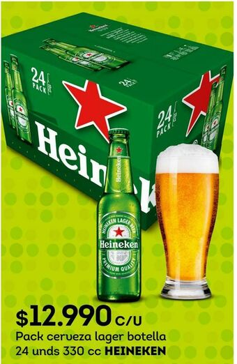 Tottus Pack cerveza lager botella 24 unds 330 cc heineken oferta