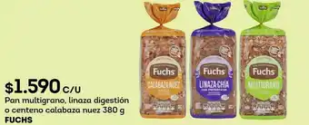 Tottus Pan multigrano, linaza digestión o centeno calabaza nuez 380 g fuchs oferta