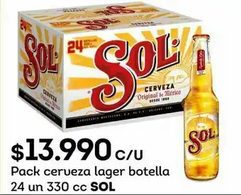 Tottus Pack cerveza lager botella 24 un 330 cc sol oferta