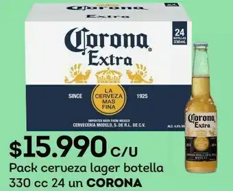 Tottus Pack cerveza lager botella 330 cc 24 un corona oferta