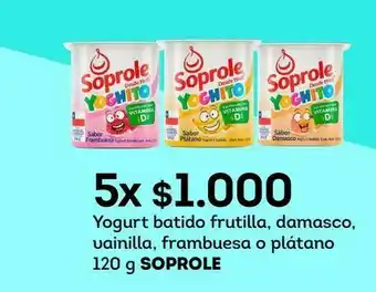 Tottus Yogurt batido frutilla, damasco, vainilla, frambuesa o plátano 120 g soprole oferta