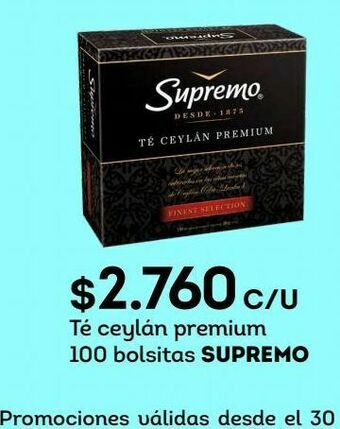 Tottus Té ceylán premium 100 bolsitas supremo oferta