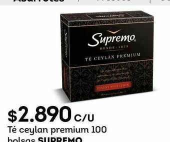 Tottus Té ceylan premium 100 bolsas supremo oferta
