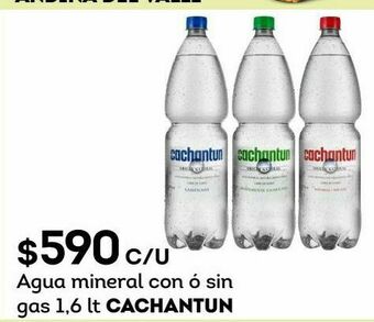 Tottus Agua mineral con ó sin gas 1,6 lt cachantun oferta
