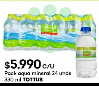 Tottus Pack agua mineral 24 unds 330 ml tottus oferta