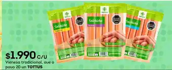 Tottus Vienesa tradicional, ave o pavo 20 un tottus oferta