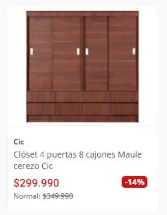 Easy Cic Closet Puertas 8 cajones Maule cerezo Cic oferta