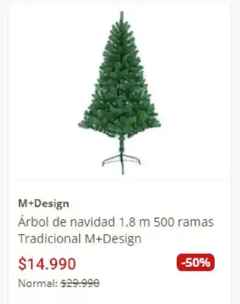 Easy M+Design Arbol de navidad 1.8 m 500 ramas Tradicional M+Design oferta