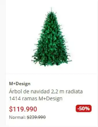 Easy M+Design Arbol de navidad 2.2 m radiata 1414 ramas M+Design oferta