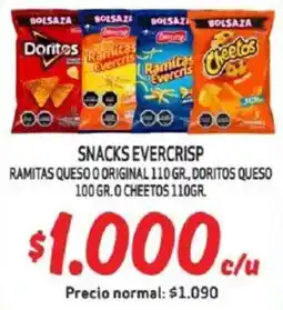 Mayorista 10 Snacks evercrisp ramitas queso o original, doritos queso o cheetos oferta