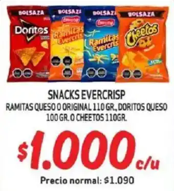 Mayorista 10 Snacks evercrisp ramitas queso o original, doritos queso o cheetos oferta
