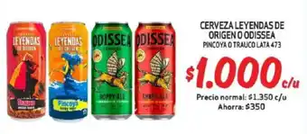 Mayorista 10 Cerveza leyendas de origen o odissea pincoya o trauco lata oferta