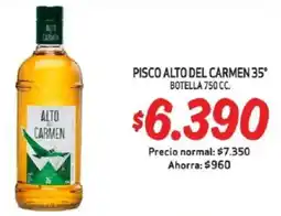 Mayorista 10 Pisco alto del carmen 35° botella oferta