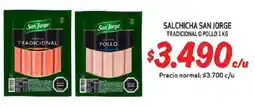 Mayorista 10 Salchicha san jorge tradicional o pollo oferta