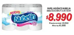 Mayorista 10 Papel higiénico nubelin doble hoja display oferta