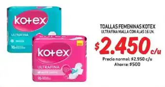 Mayorista 10 Toallas femeninas kotex ultrafina malla con alas oferta