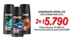 Mayorista 10 Desodorante aerosol axe apollo, marine o musk oferta