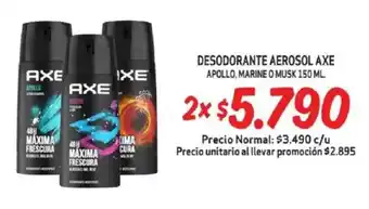 Mayorista 10 Desodorante aerosol axe apollo, marine o musk oferta