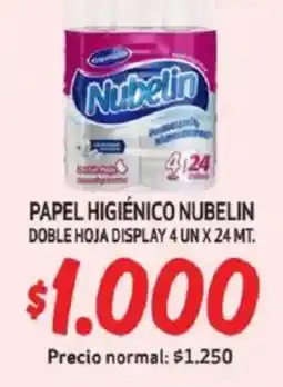 Mayorista 10 Papel higiénico nubelin doble hoja display oferta