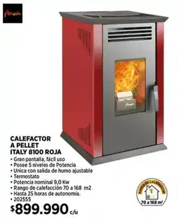 Construmart Calefactor a pellet italy 8100 roja oferta
